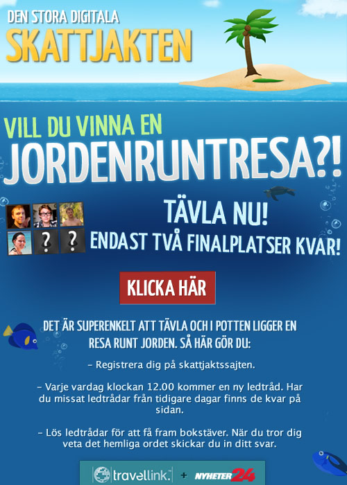 Den stora digitala SKATTJAKTEN -  Vill du vinna en JORDENRUNTRESA?! - T�vla nu! -  Endast tv� finalplatser kvar!