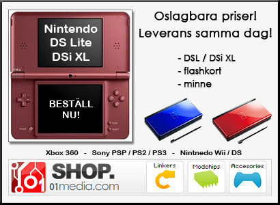 Oslagbara priser!  Leverans samma dag    -DSL / DSi XL   - flashkort   - minne  -  Xbox 360 - Sony PSP / PS3 - Nintendo Wii / DS