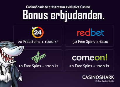Bonus erbjudanden. bet 24 - 20 Free Spins + 1000 kr - redbet 50 Free Spins + 100 - mrgreen 10 Free Spins + 1200 kr - Comeon! 20 Free Spins + 1200 kr -m.m....